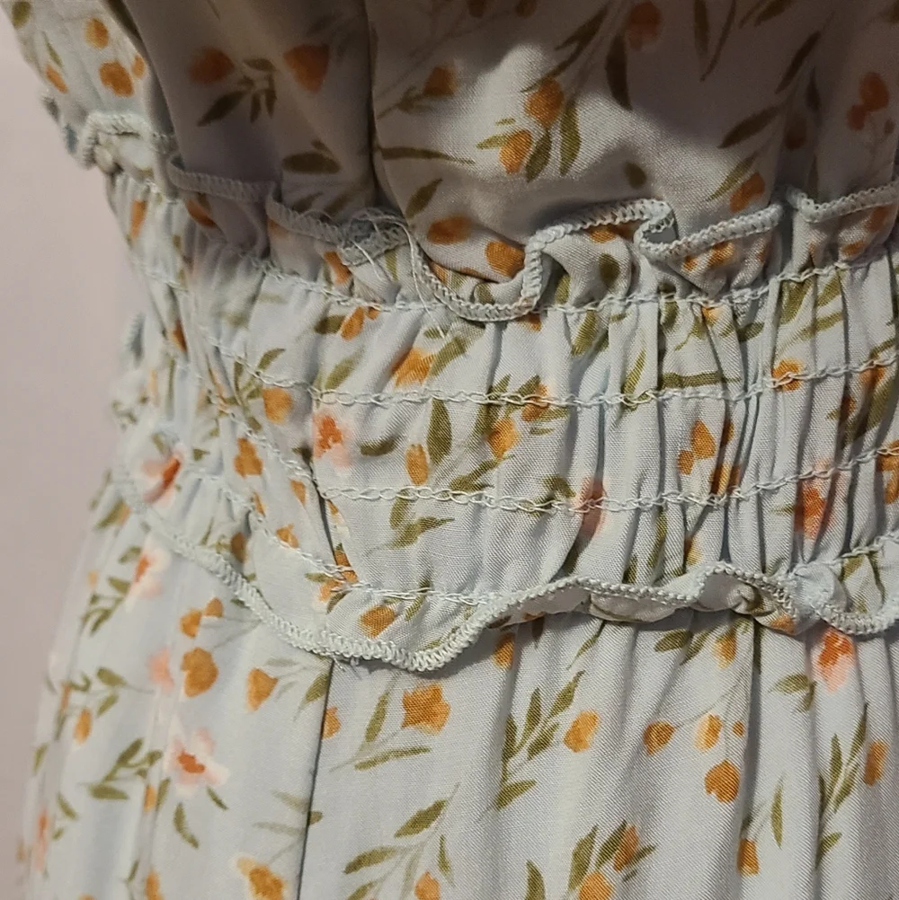 Altar'd State Light Sage Floral Smocked-Waist Dress - Picture 7 of 10
